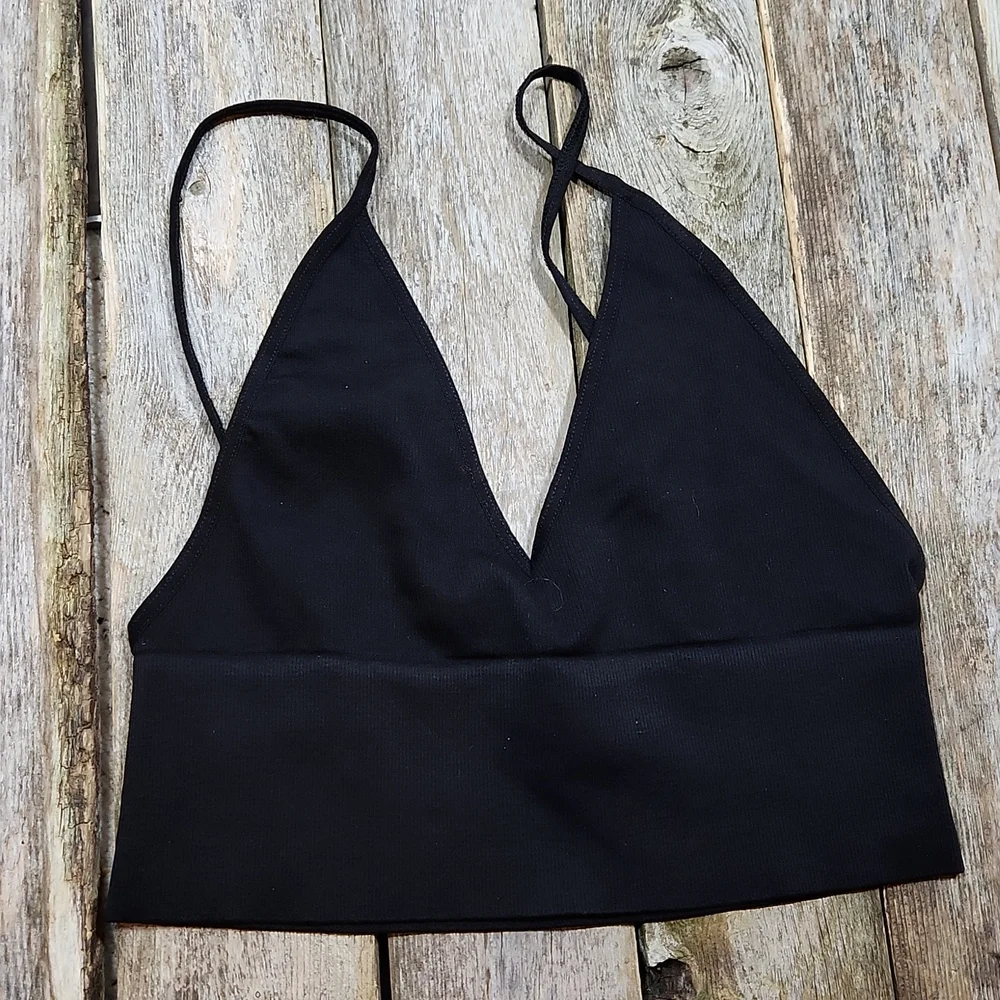 Free People Intimately Ali Low Back Seamless Bra Black NEW NWOT FPS007_5